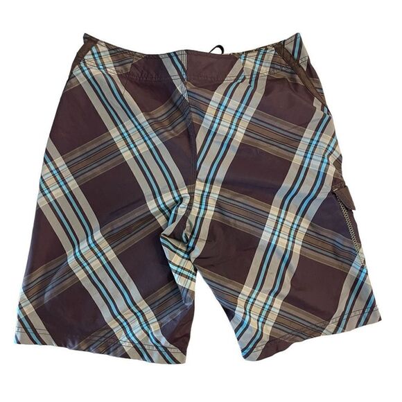 Hurley Men's Swimwear Plaid Surf Boardshorts Brown Blue Size 31 - Picture 2 of 7